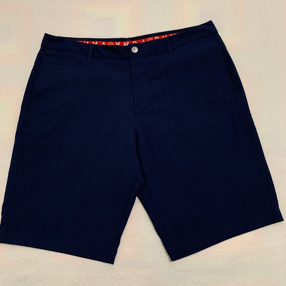 Puma Jackpot Golf Shorts Men's 38 Navy Blue Stretch Performance 11" Inseam